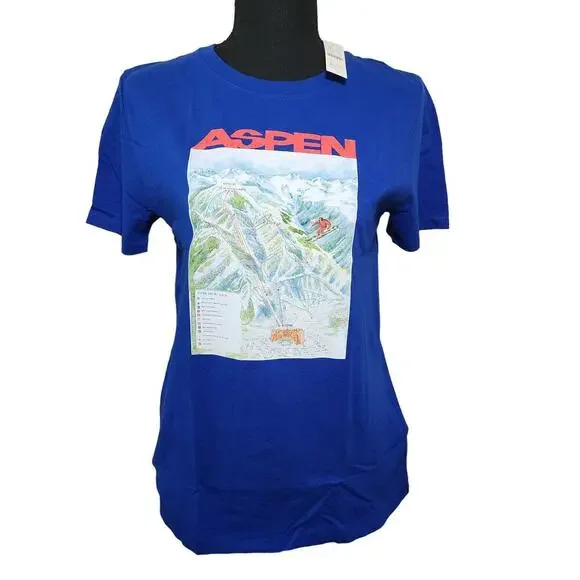 J.Crew Blue Aspen Jersey Graphic‎ T-Shirt BM870 Women's SZ S - NWT - Picture 2 of 9